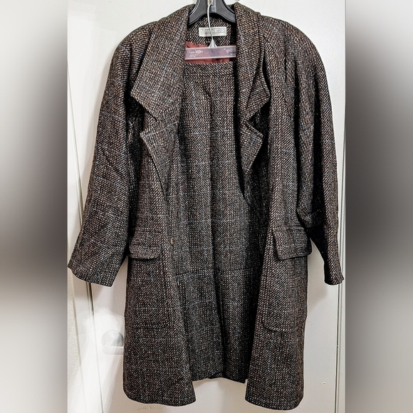 Imported Vintage Couture Stephen Marks Retro Wool Plaid Coat & Midi Pencil Skirt - Picture 9 of 10